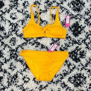 Women’s Yellow Ribbed Bikini Set - Unknown Brand